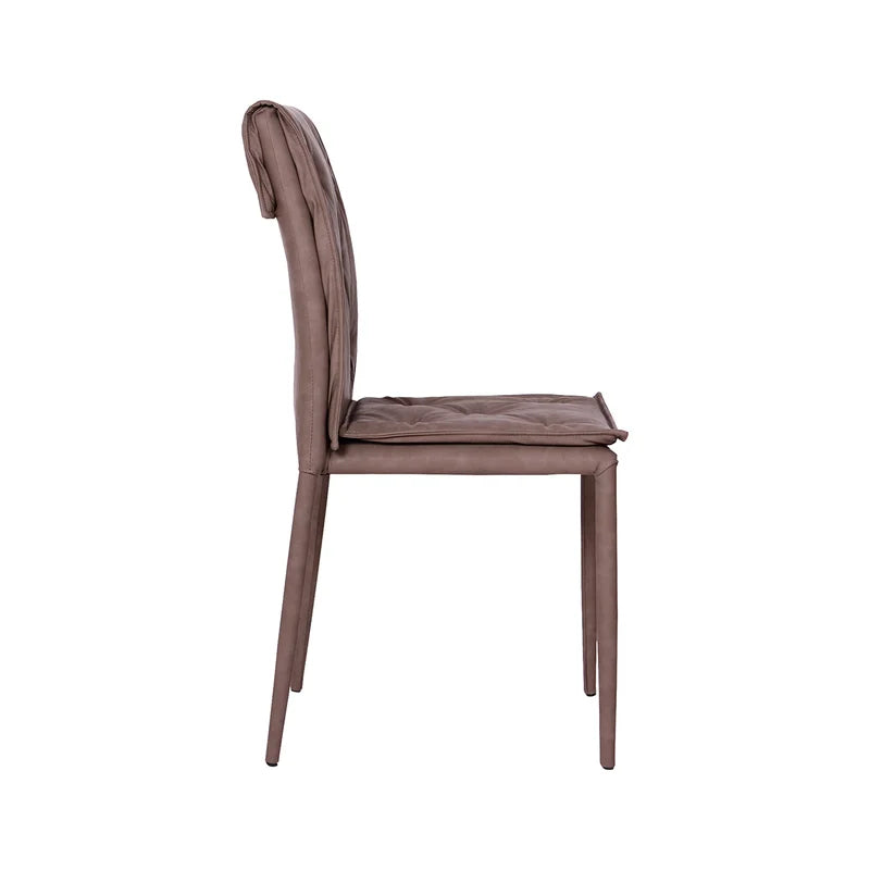 Sedia Mixi moderna in econabuk trapuntato con gambe in metallo verniciato