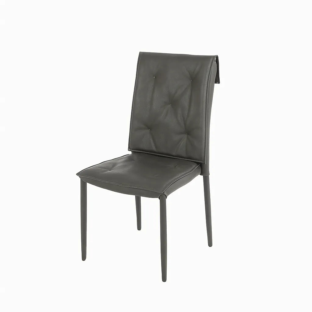 Sedia Mixi moderna in econabuk trapuntato con gambe in metallo