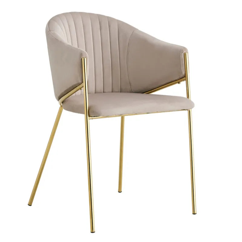 Sedia Olly in stile nordico con seduta in velluto e gambe in metallo dorato