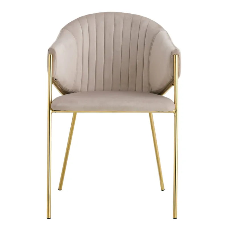 Sedia Olly in stile nordico con seduta in velluto e gambe in metallo dorato