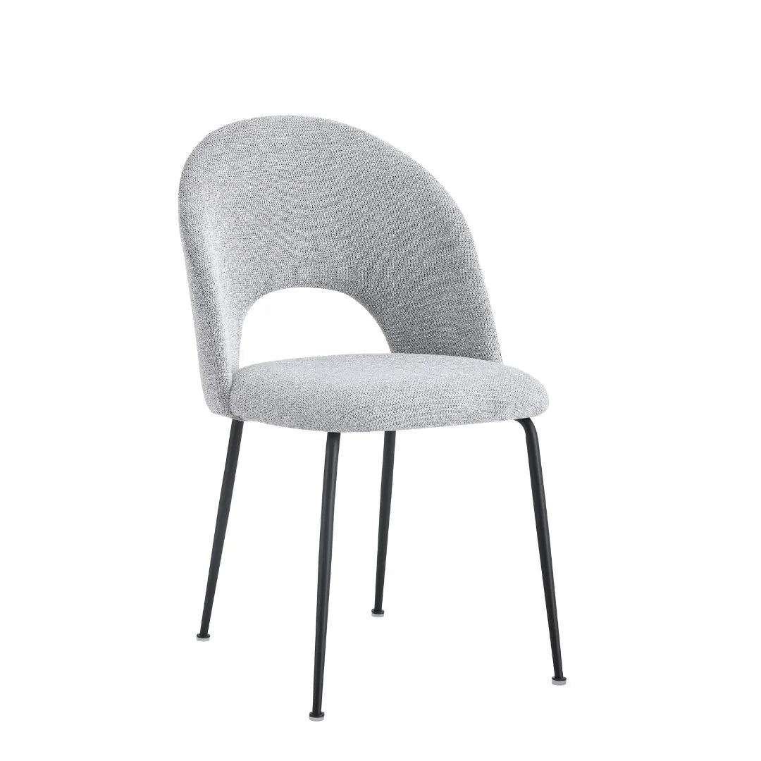 Sedia moderna Paola con rivestimento idrorepellente e gambe nere in metallo