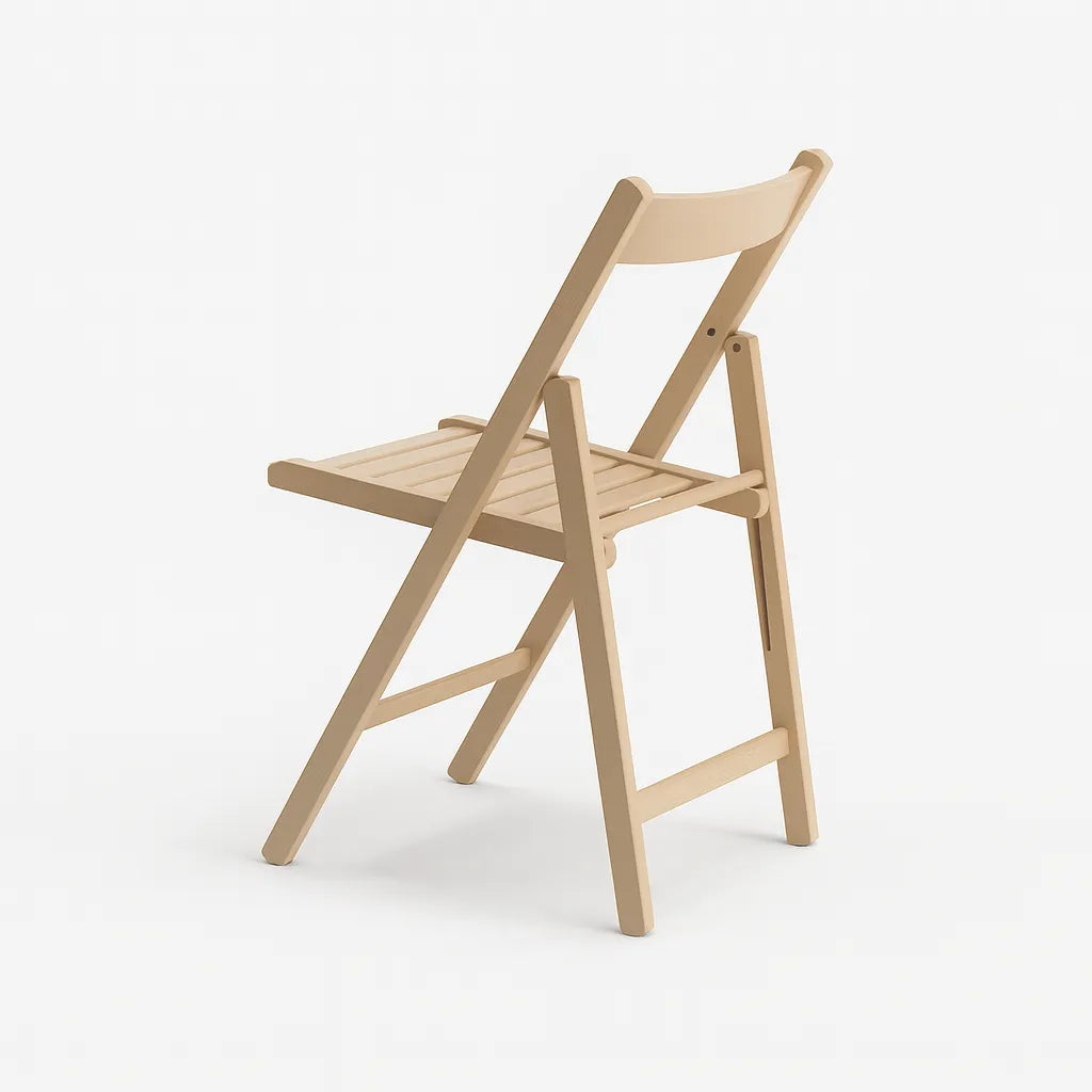 Sedia pieghevole Apri e Chiudi in legno di faggio con seduta a doghe, richiudibile e salvaspazio