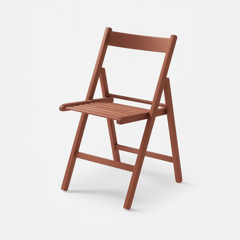 Sedia pieghevole Apri e Chiudi in legno di faggio con seduta a doghe, richiudibile e salvaspazio