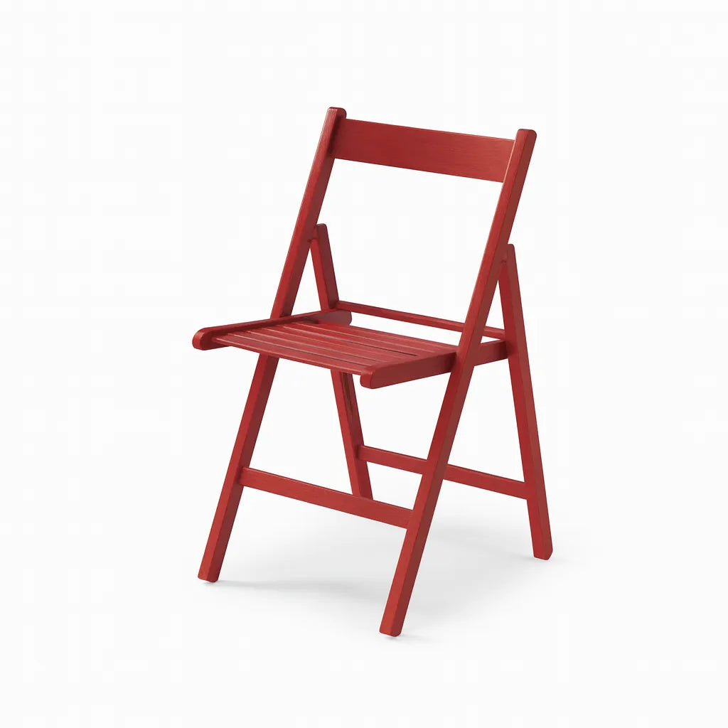 Sedia pieghevole Apri e Chiudi in legno di faggio con seduta a doghe, richiudibile e salvaspazio