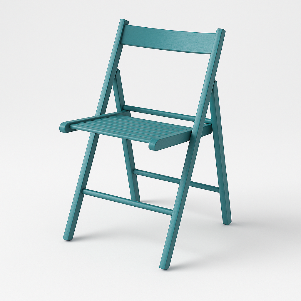 Sedia pieghevole Apri e Chiudi in legno di faggio con seduta a doghe, richiudibile e salvaspazio