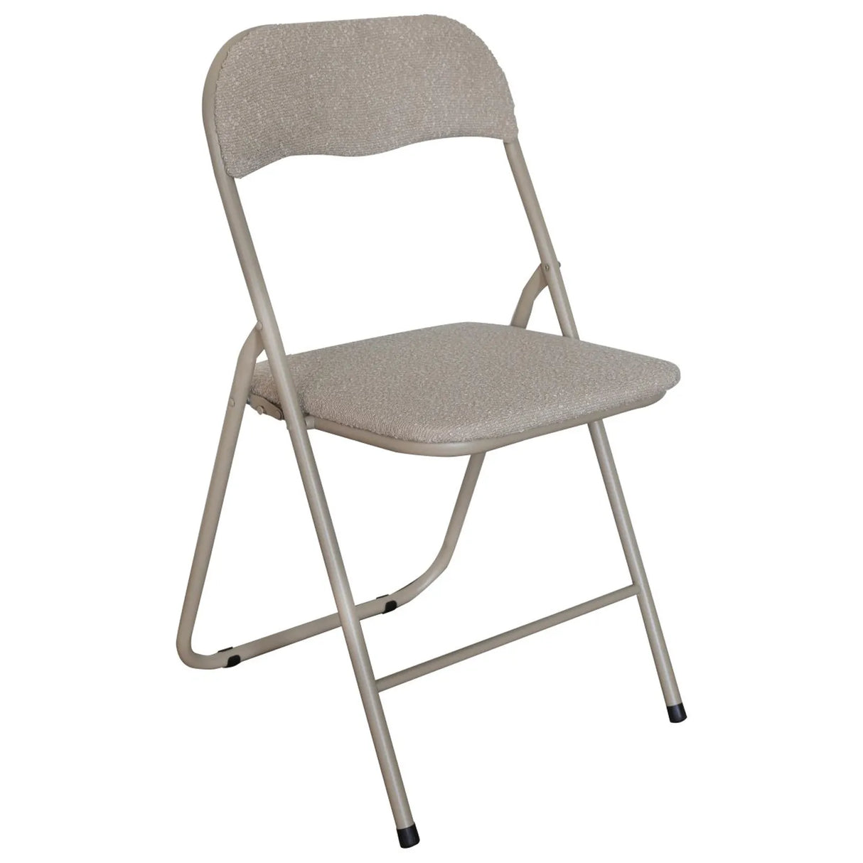 Sedia pieghevole Solana in tessuto bouclè con struttura in metallo, design moderno e salvaspazio