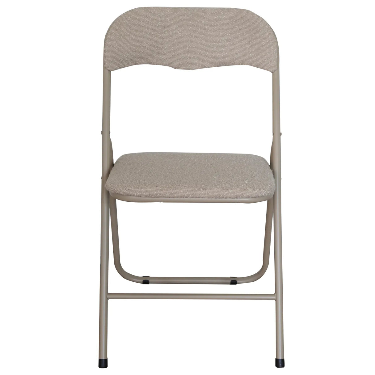 Sedia pieghevole Solana in tessuto bouclè con struttura in metallo, design moderno e salvaspazio