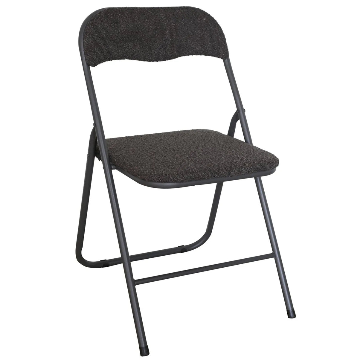 Sedia pieghevole Solana in tessuto bouclè con struttura in metallo, design moderno e salvaspazio