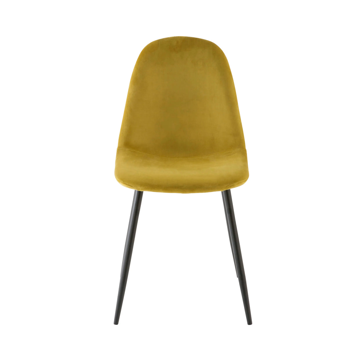 Sedia Tiky in velluto giallo con gambe in metallo nero, design moderno ed elegante