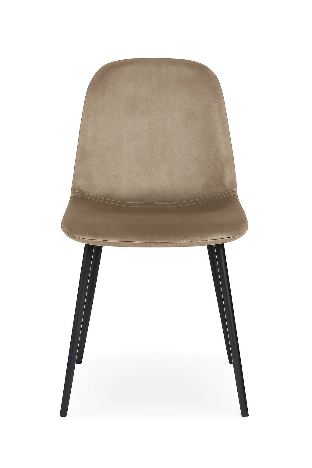 Sedia Tiky in velluto tortora con gambe in metallo nero, design moderno ed elegante