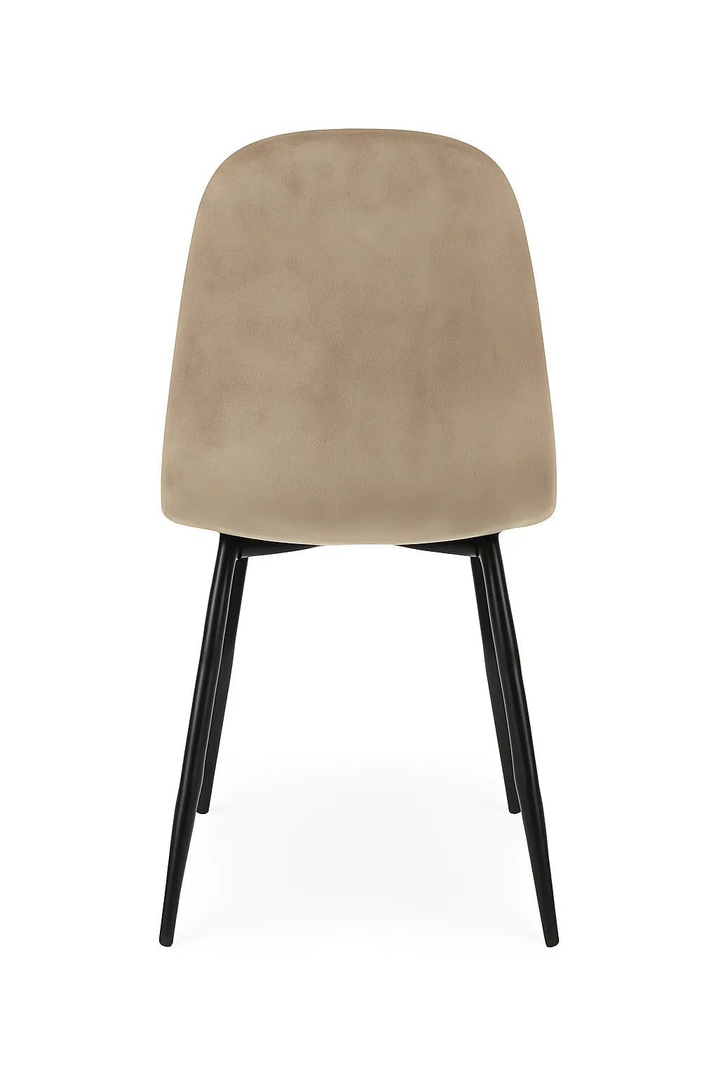 Sedia Tiky in velluto tortora con gambe in metallo nero, design moderno ed elegante