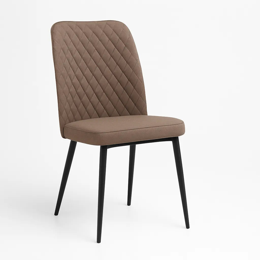 Sedia Tufi imbottita con rivestimento in nabuk e gambe in metallo nero, stile moderno industriale