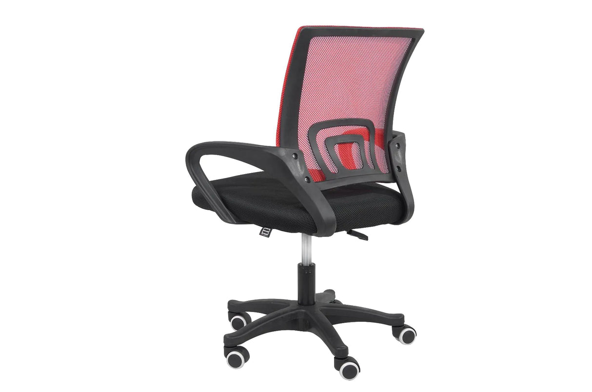 Sedia da ufficio Providence con schienale in rete bianca e seduta in tessuto nero