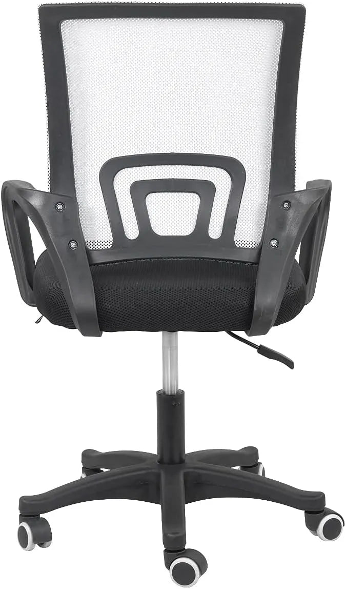 Sedia da ufficio Providence con schienale in rete bianca e seduta in tessuto nero