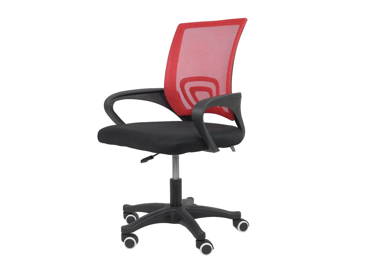 Sedia da ufficio Providence con schienale in rete bianca e seduta in tessuto nero