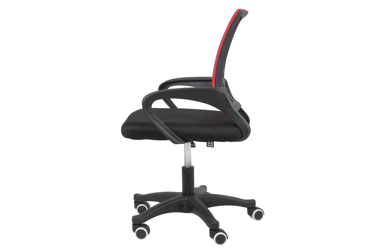 Sedia da ufficio Providence con schienale in rete bianca e seduta in tessuto nero