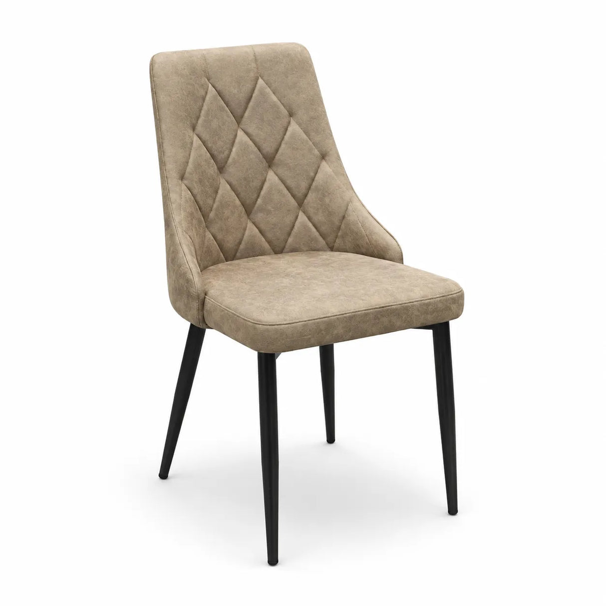 Sedia Vela imbottita in microfibra Vintage con schienale trapuntato e gambe in metallo verniciato a polvere