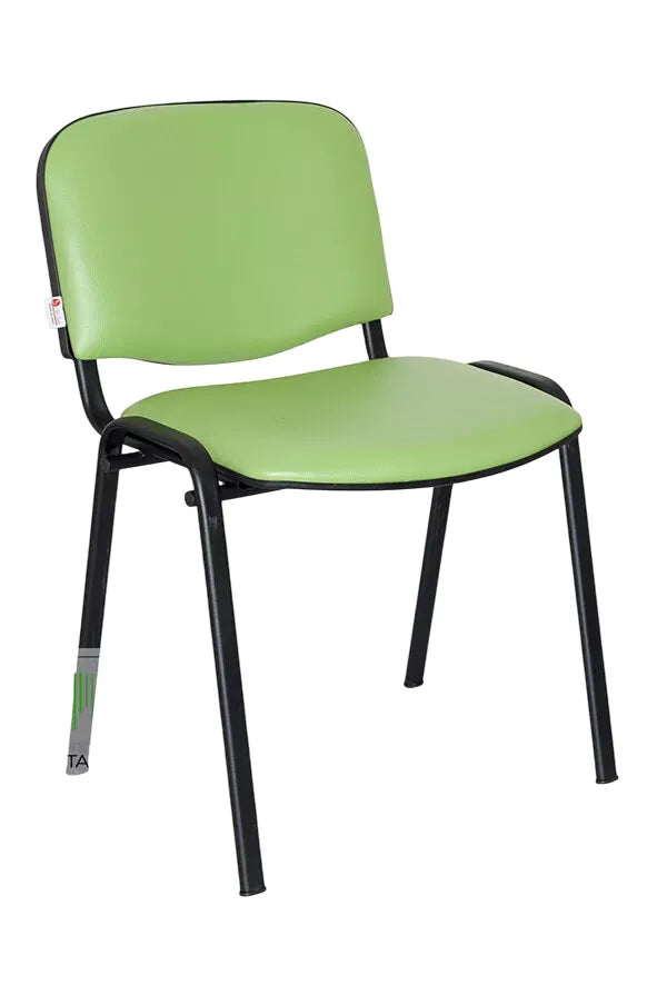 Sedia Venere in ecopelle imbottita con gambe in metallo, perfetta per ufficio e casa