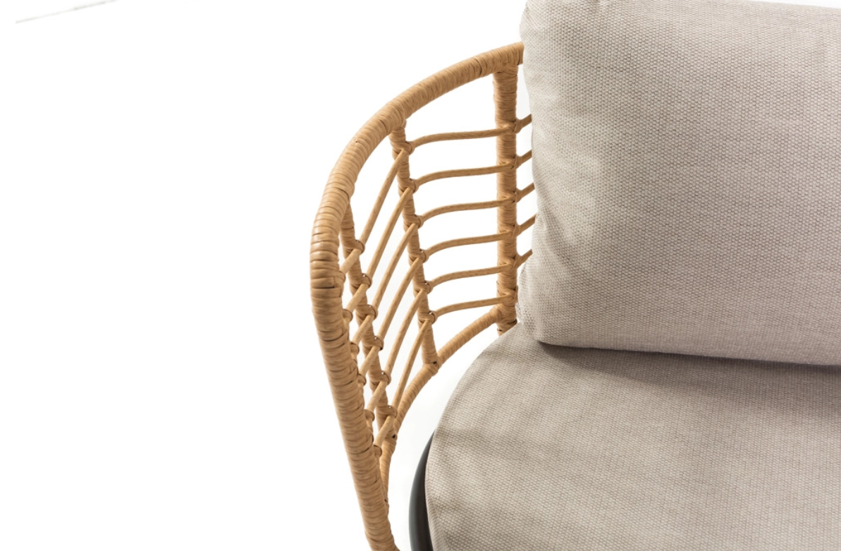 Set da giardino TIVOLI CORNER con divano angolare in rattan e tavolini in metallo