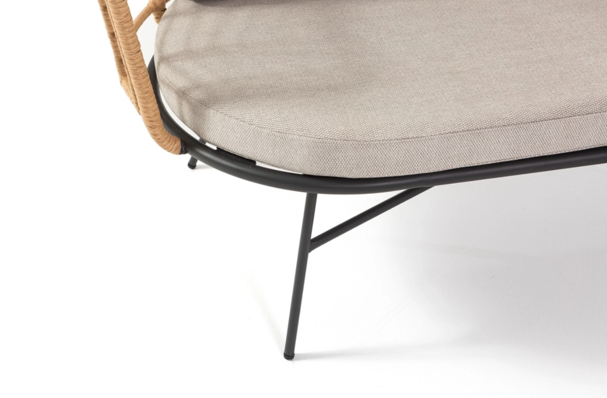 Set da giardino TIVOLI CORNER con divano angolare in rattan e tavolini in metallo