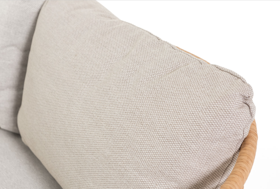 Set da giardino TIVOLI CORNER con divano angolare in rattan e tavolini in metallo