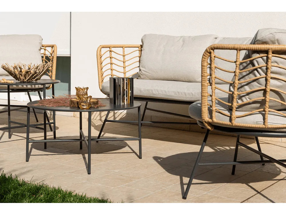 Set salotto da giardino TIVOLI boho chic con divano, poltrone e tavolini