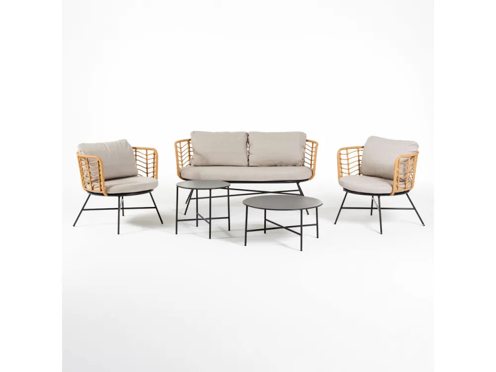 Set salotto da giardino TIVOLI boho chic con divano, poltrone e tavolini