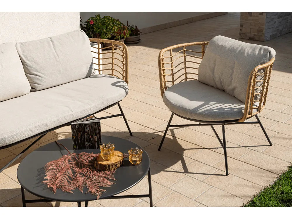 Set salotto da giardino TIVOLI boho chic con divano, poltrone e tavolini