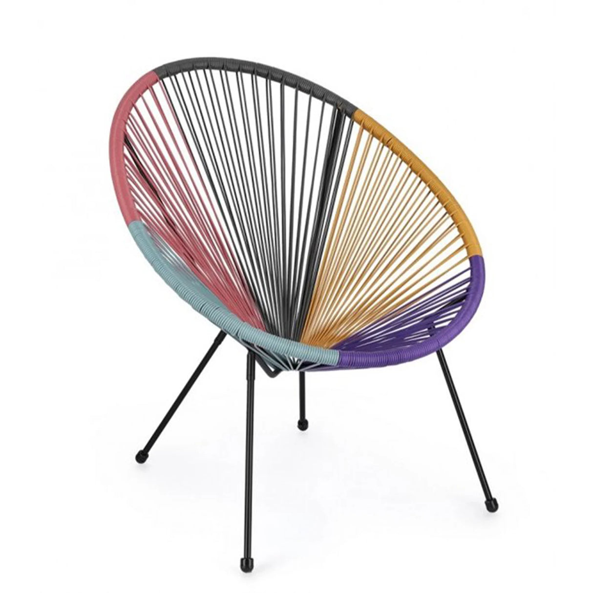 Set da giardino con poltrone in corda sintetica e tavolino Parker con piano in vetro