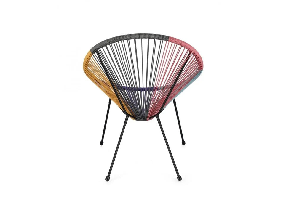 Set da giardino con poltrone in corda sintetica e tavolino Parker con piano in vetro