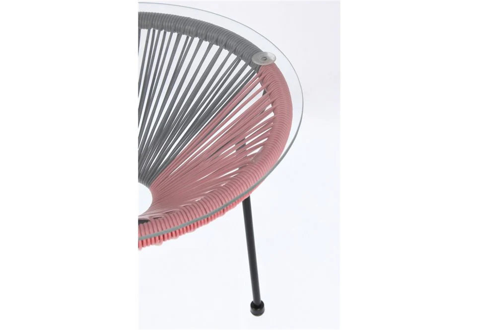 Set da giardino con poltrone in corda sintetica e tavolino Parker con piano in vetro