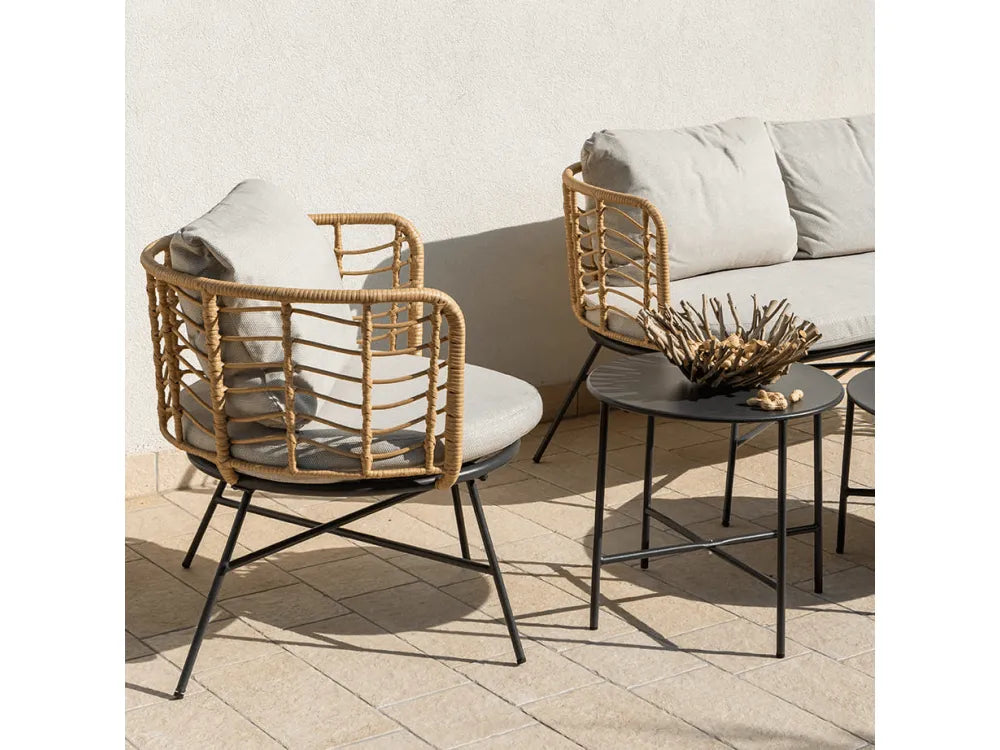Set Salotto da Giardino TIVOLI Boho Chic 4 Posti – Polirattan e Metallo Nero