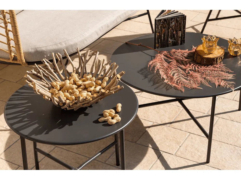 Set Salotto da Giardino TIVOLI Boho Chic 4 Posti – Polirattan e Metallo Nero