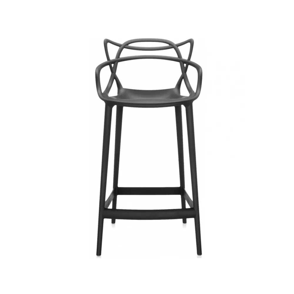 Sgabello 133 moderno in polipropilene beige con schienale ergonomico, perfetto per banconi cucina e bar