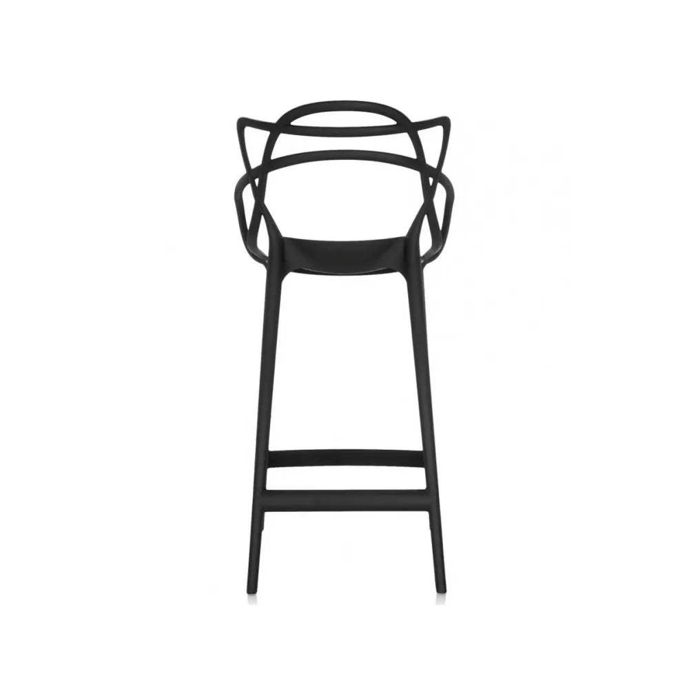 Sgabello 133 moderno in polipropilene beige con schienale ergonomico, perfetto per banconi cucina e bar