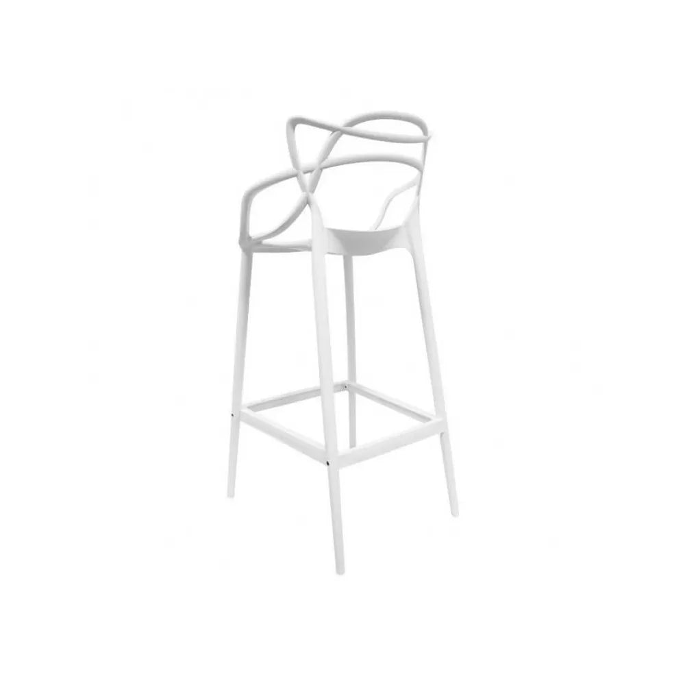 Sgabello 133 moderno in polipropilene beige con schienale ergonomico, perfetto per banconi cucina e bar