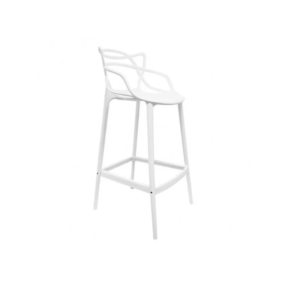 Sgabello 133 moderno in polipropilene beige con schienale ergonomico, perfetto per banconi cucina e bar