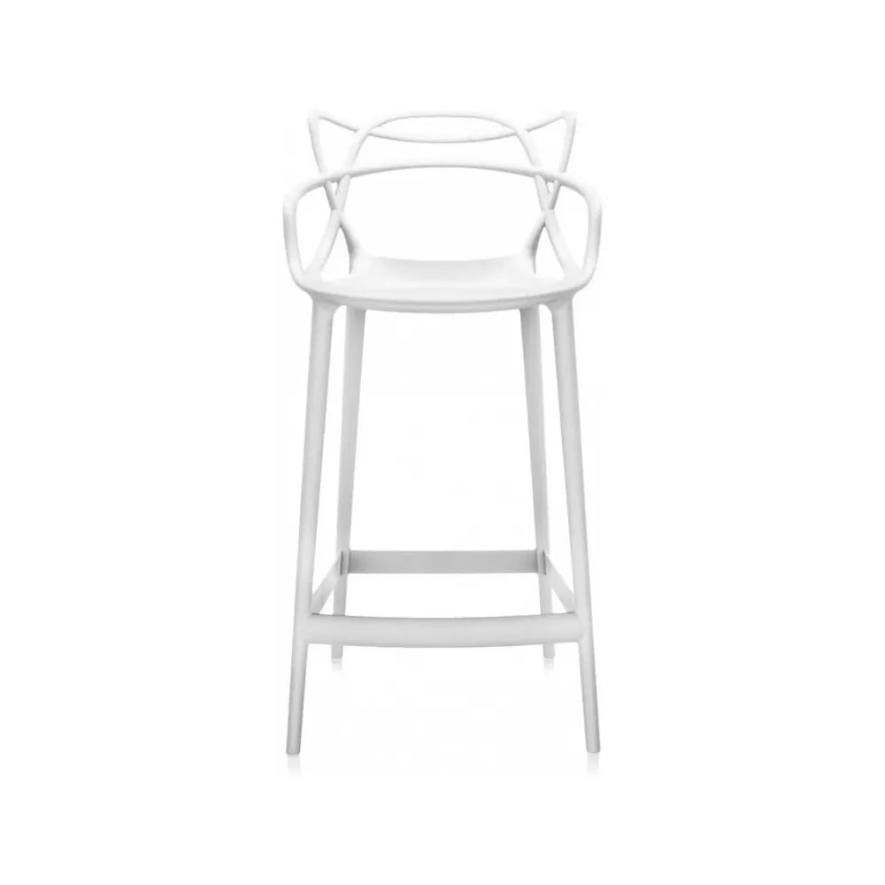 Sgabello 133 moderno in polipropilene beige con schienale ergonomico, perfetto per banconi cucina e bar