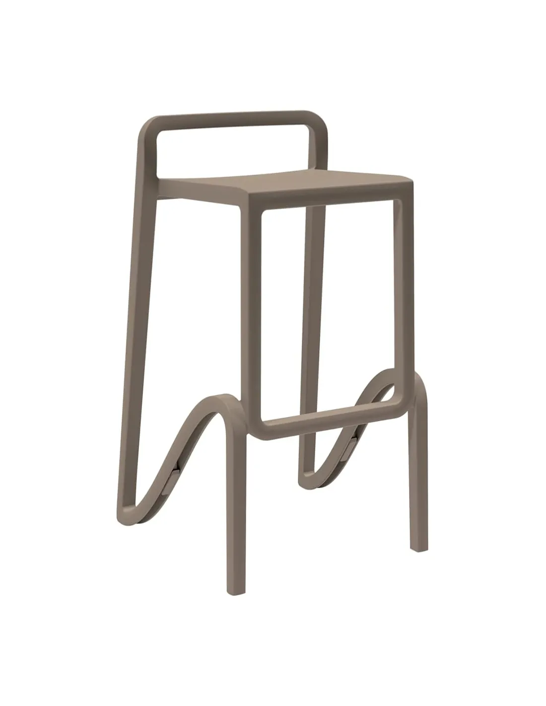 Sgabello alto Eolo in polipropilene fibra di vetro bianco, impilabile per interni ed esterni