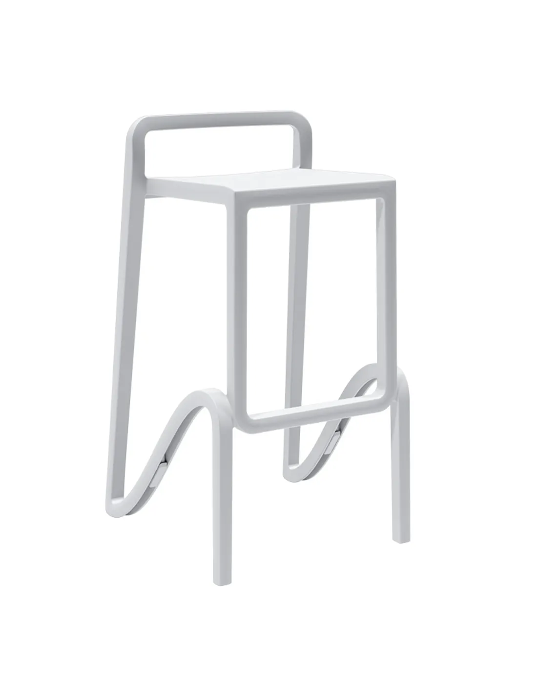 Sgabello alto Eolo in polipropilene fibra di vetro bianco, impilabile per interni ed esterni