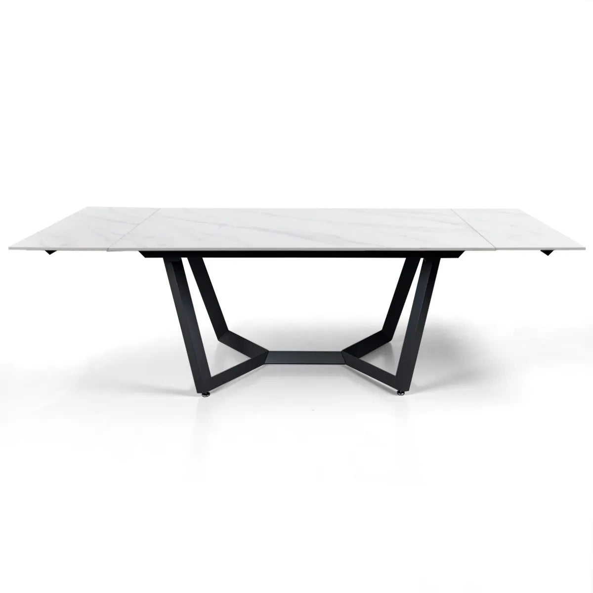Tavolo Atlas allungabile da 200 a 300 cm con piano in ceramica Marmo Bianco opaco e basamento in acciaio Grigio opaco