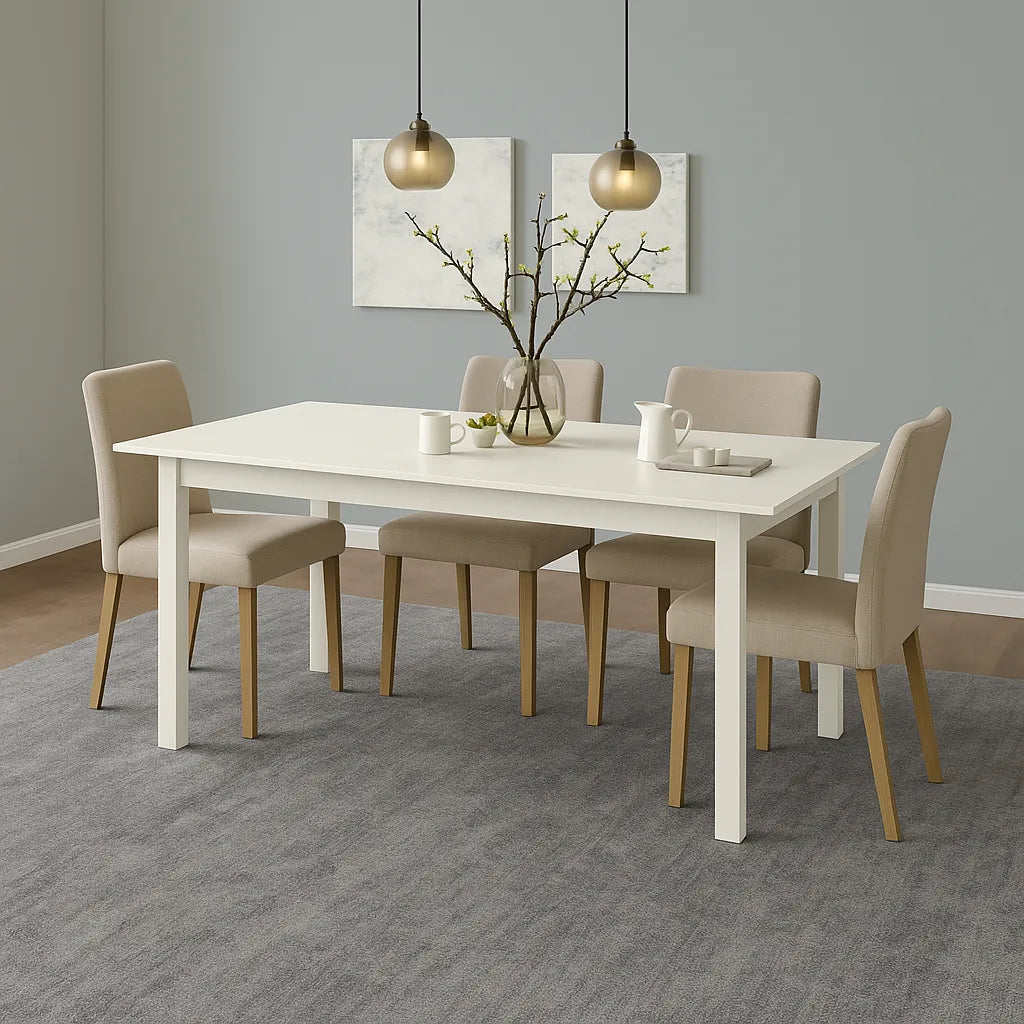 Tavolo allungabile in legno bianco con allunga laterale da 160 a 200 cm