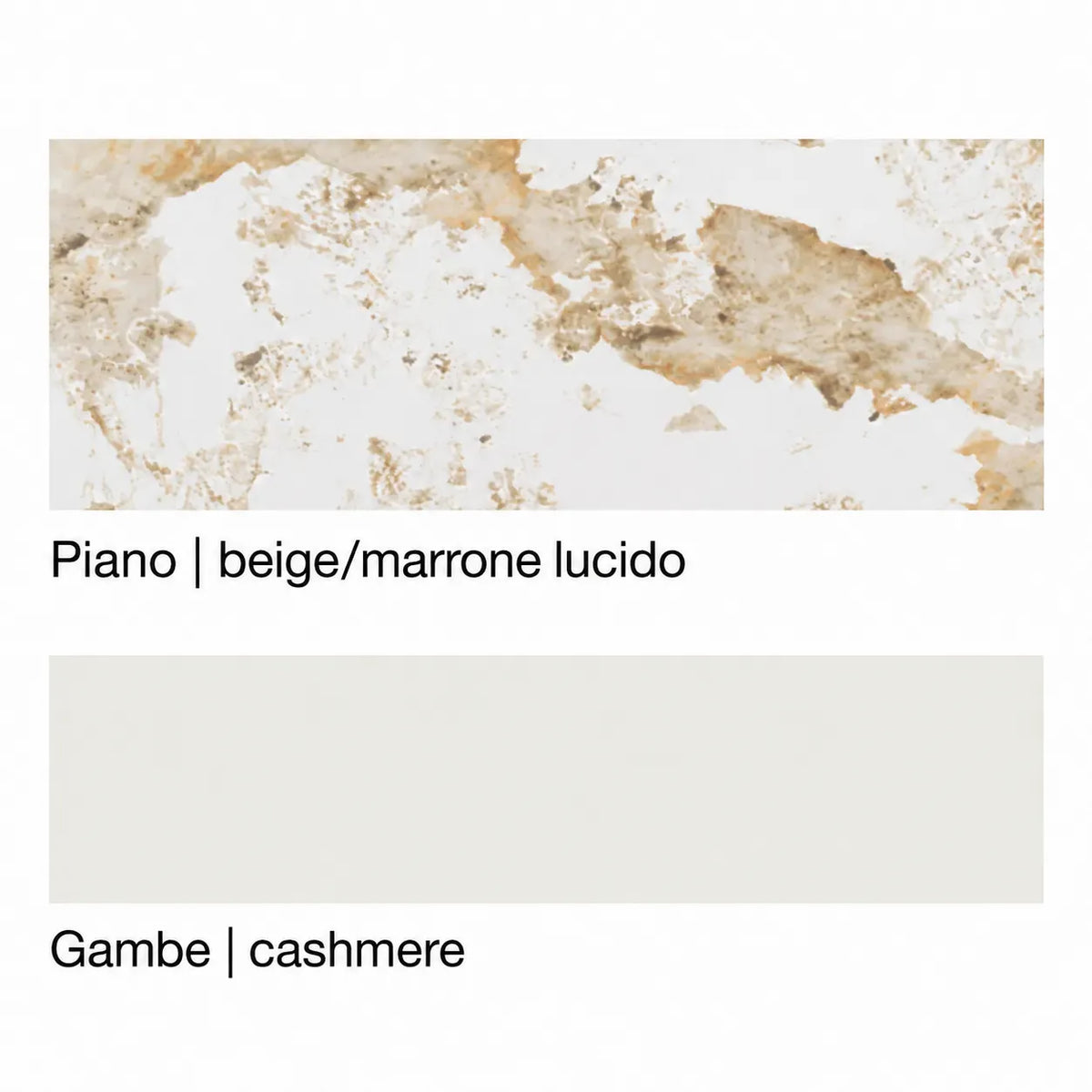 Tavolo allungabile Libra da 140 a 200 cm con piano effetto marmo, meccanismo rotante e gambe tubolari incrociate in metallo.
