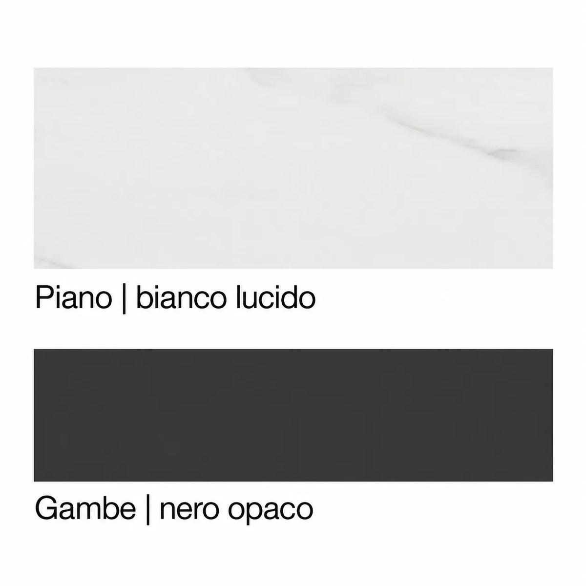 Tavolo allungabile Libra da 140 a 200 cm con piano effetto marmo, meccanismo rotante e gambe tubolari incrociate in metallo.