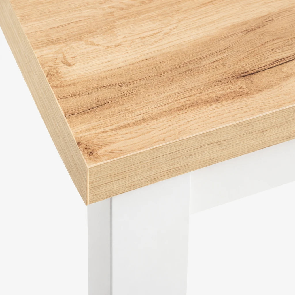 Tavolo allungabile Flower in legno bianco con piano effetto rovere opaco, elegante e pratico