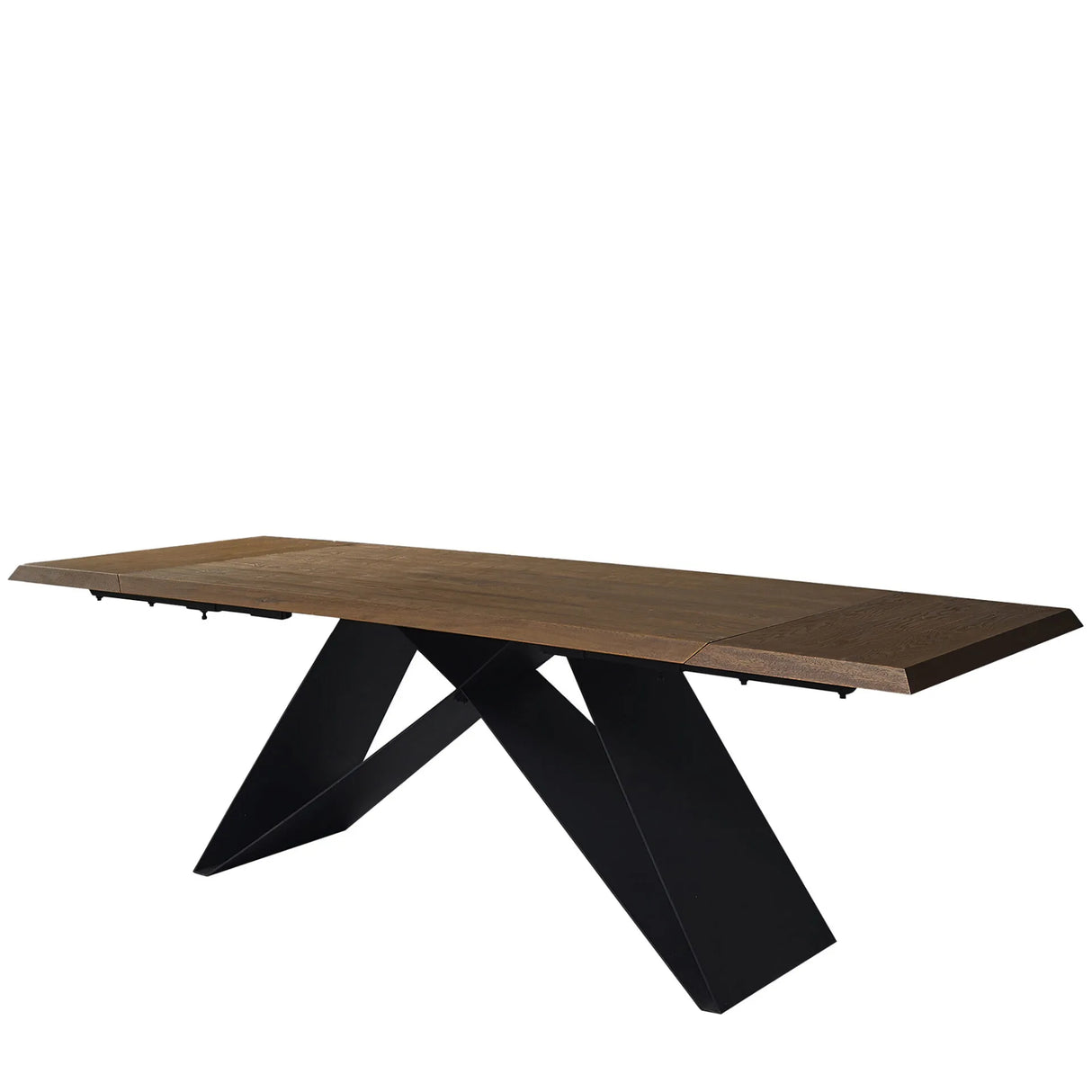 Tavolo allungabile Iago in legno massello con struttura centrale nera moderna