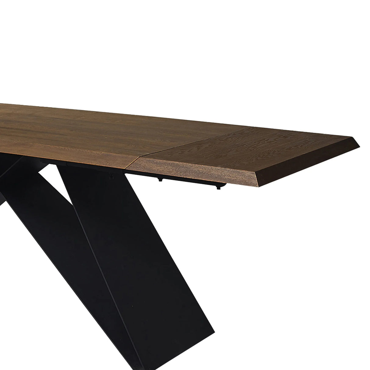 Tavolo allungabile Iago in legno massello con struttura centrale nera moderna