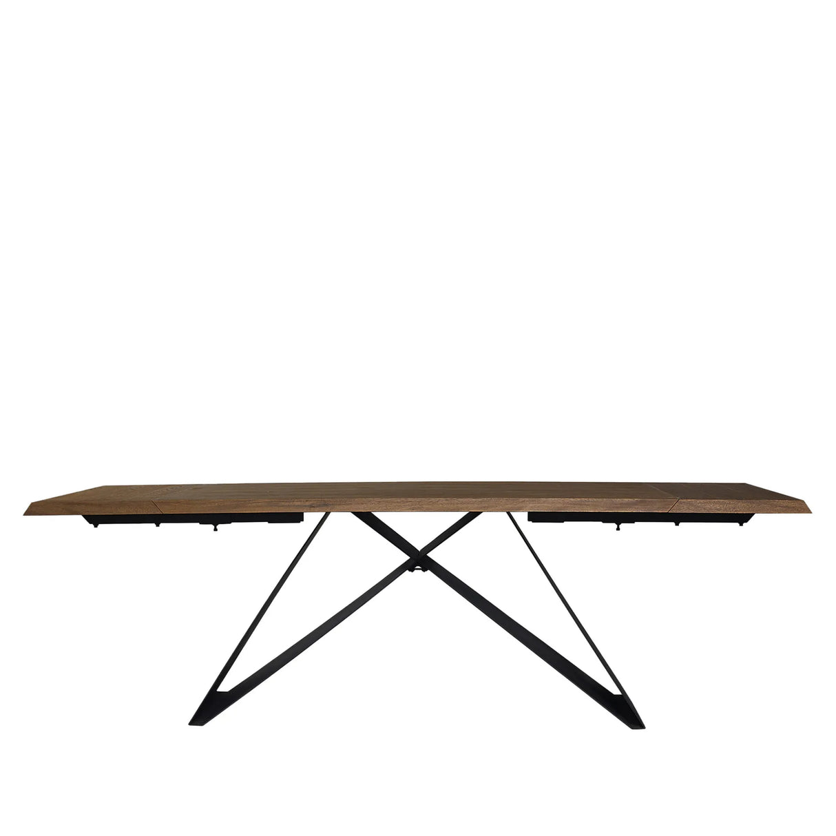 Tavolo allungabile Iago in legno massello con struttura centrale nera moderna