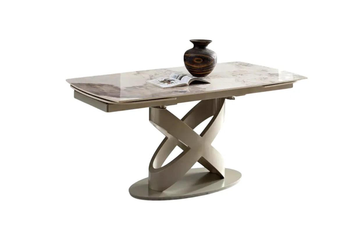 Tavolo IGOR allungabile 160-240 cm con piano in marmo e struttura in metallo nero o champagne