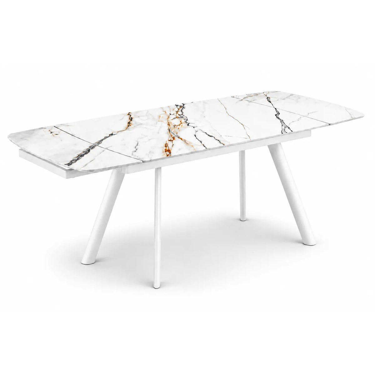 Tavolo allungabile Marte 140/200 cm con piano in ceramica effetto Marmo Oro Opaco e struttura in metallo